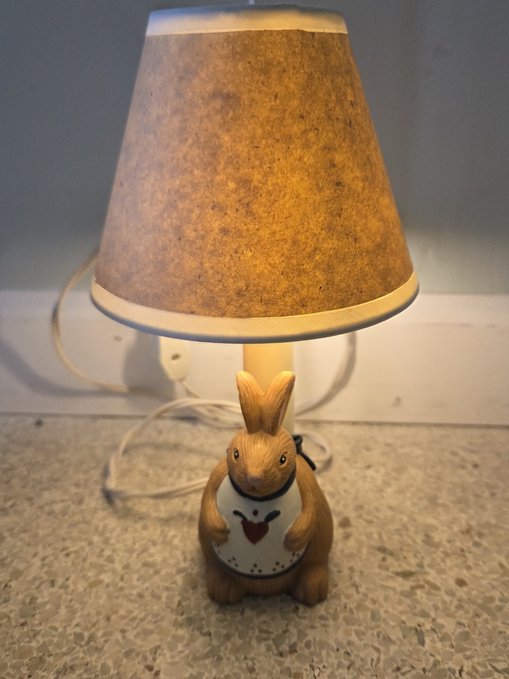 Vintage Rabbit Accent Lamp W Shade Small Resin Chubby Bunny